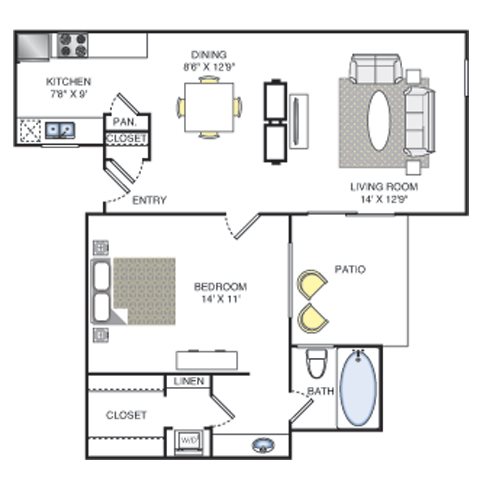 1 bedroom 1 bath Floor Plan Fennec - Fox Trails 1 bedroom 1 bath Floor Plan Fennec - Fox Trails